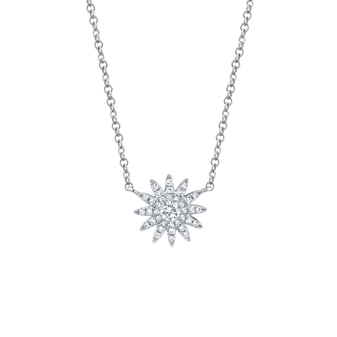 White Gold Starburst Pendant with Diamond Pave image number 0