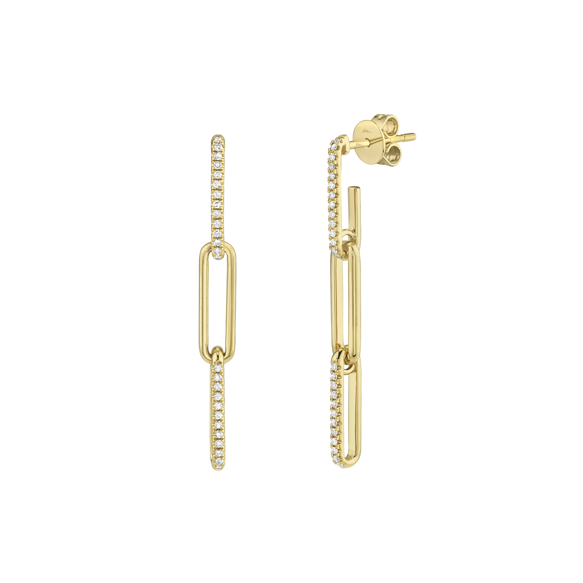 Kate Yellow Gold and Diamond Link Drop Earrings
