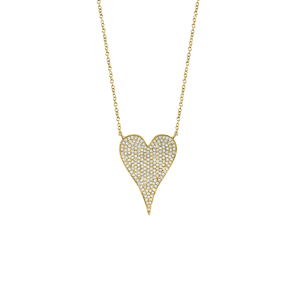 Kate Yellow Gold and Diamond Pav&eacute; Heart Pendant