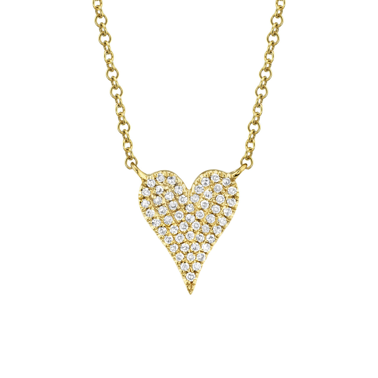 Yellow Gold Heart Pendant with Diamond Pave image number 0
