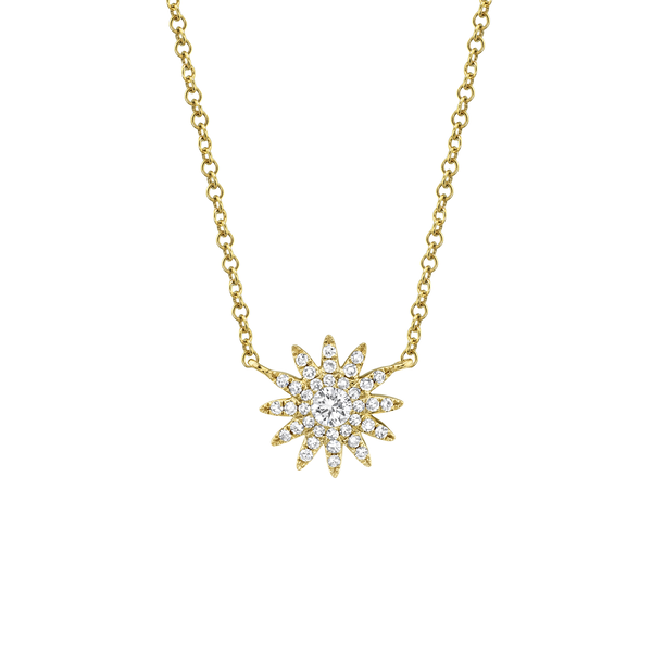 Kate Yellow Gold and Diamond Pav&eacute; Starburst Pendant