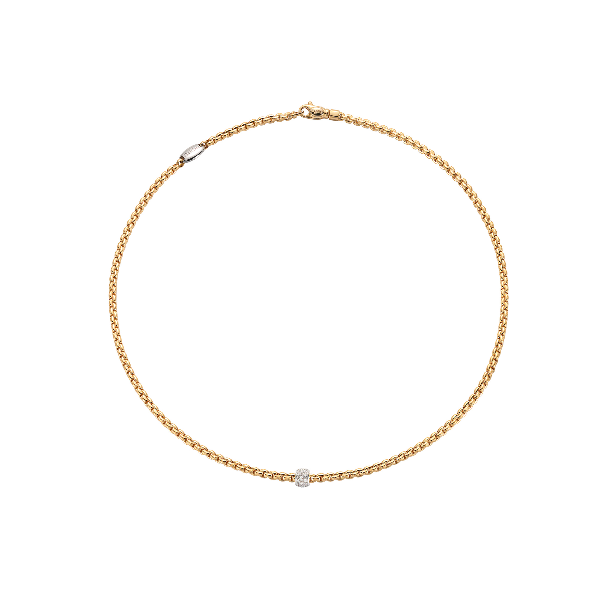 Eka Tiny Yellow Gold and Diamond Pavé Necklace