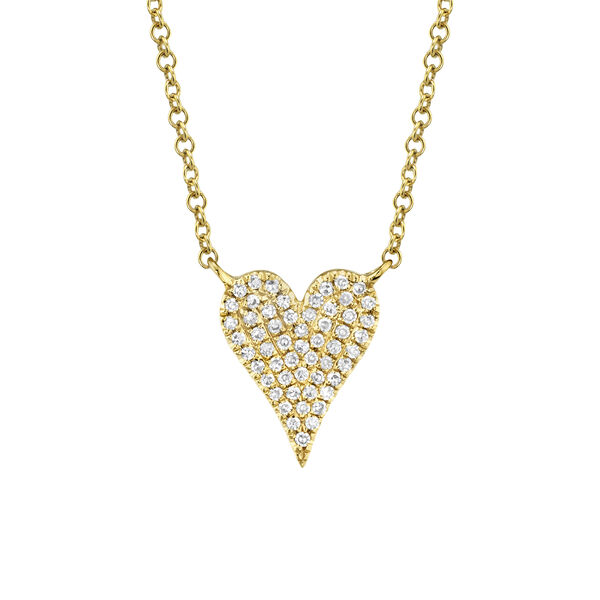 Kate Yellow Gold and Diamond Pav&eacute; Heart Pendant