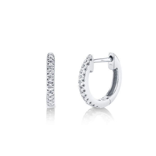 Kate White Gold and Diamond Pav&eacute; Huggie Earrings