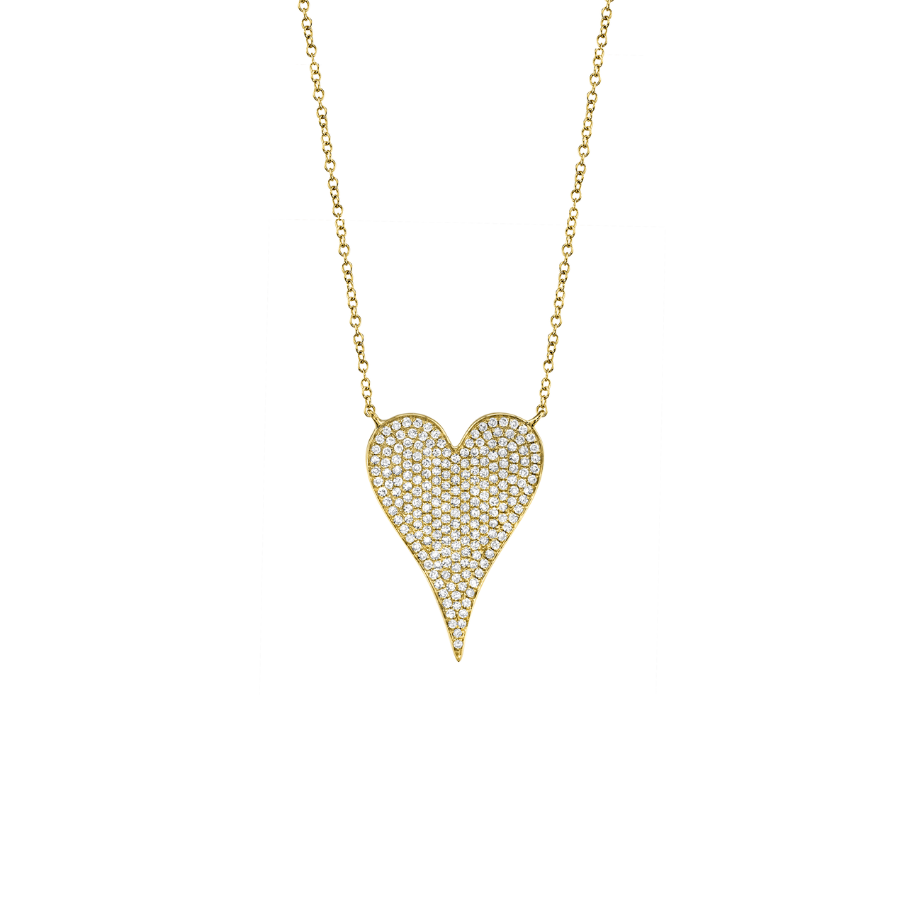 Yellow Gold Heart Pendant with Diamond Pave image number 0