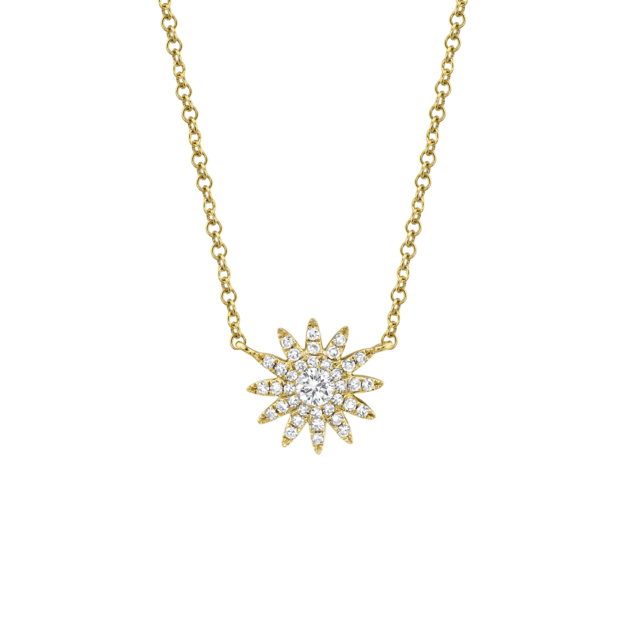 Kate Yellow Gold and Diamond Pavé Starburst Pendant