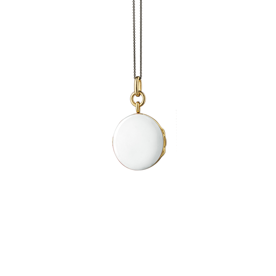 Monica Rich Kosann White Enamel Vermeil Locket VL-2001-White-Chain Back image number 3