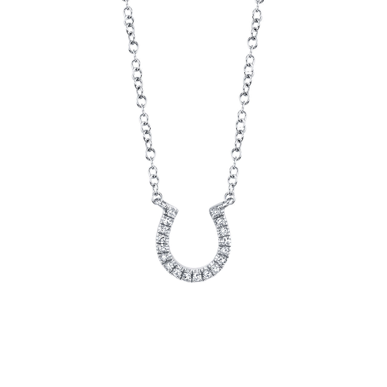 White Gold Horseshoe Pendant with Diamond Pave image number 0