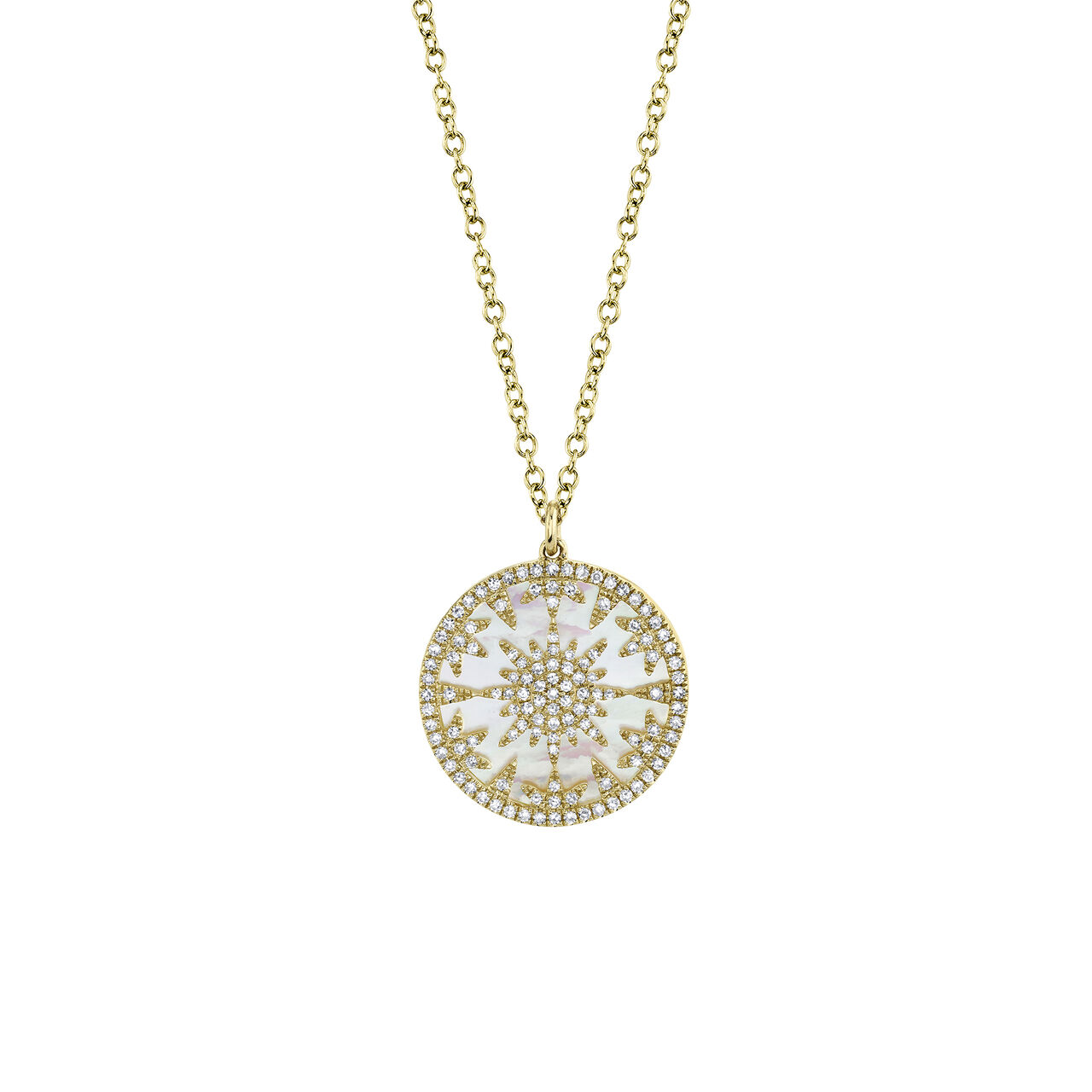 Yellow Gold Pendant with Mother-of-Pearl and Diamonds image number 0