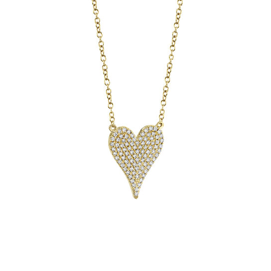Yellow Gold Heart Pendant with Diamond Pave image number 3
