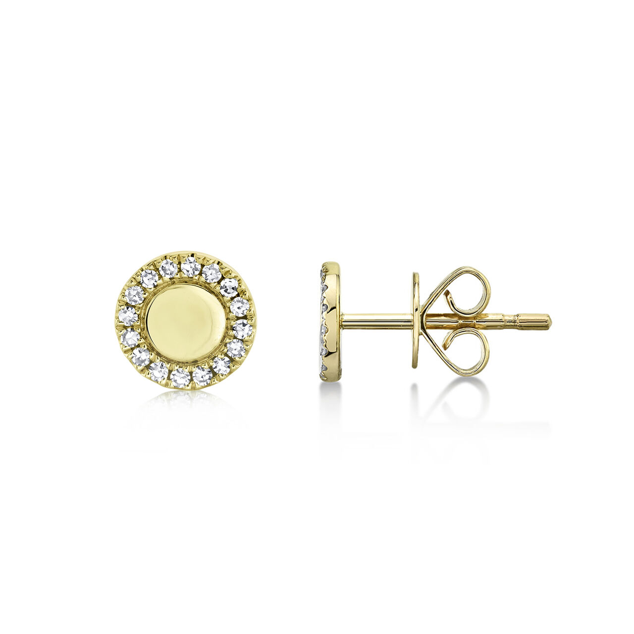 Yellow Gold Stud Earrings with Diamonds image number 1