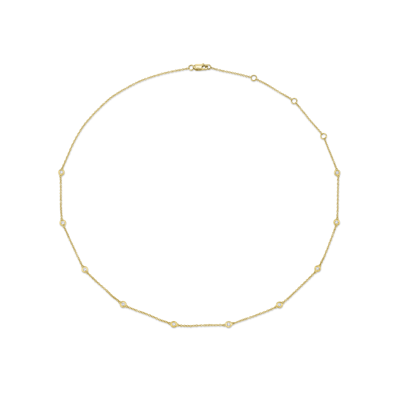 Yellow Gold Station Necklace with Diamonds image number 0