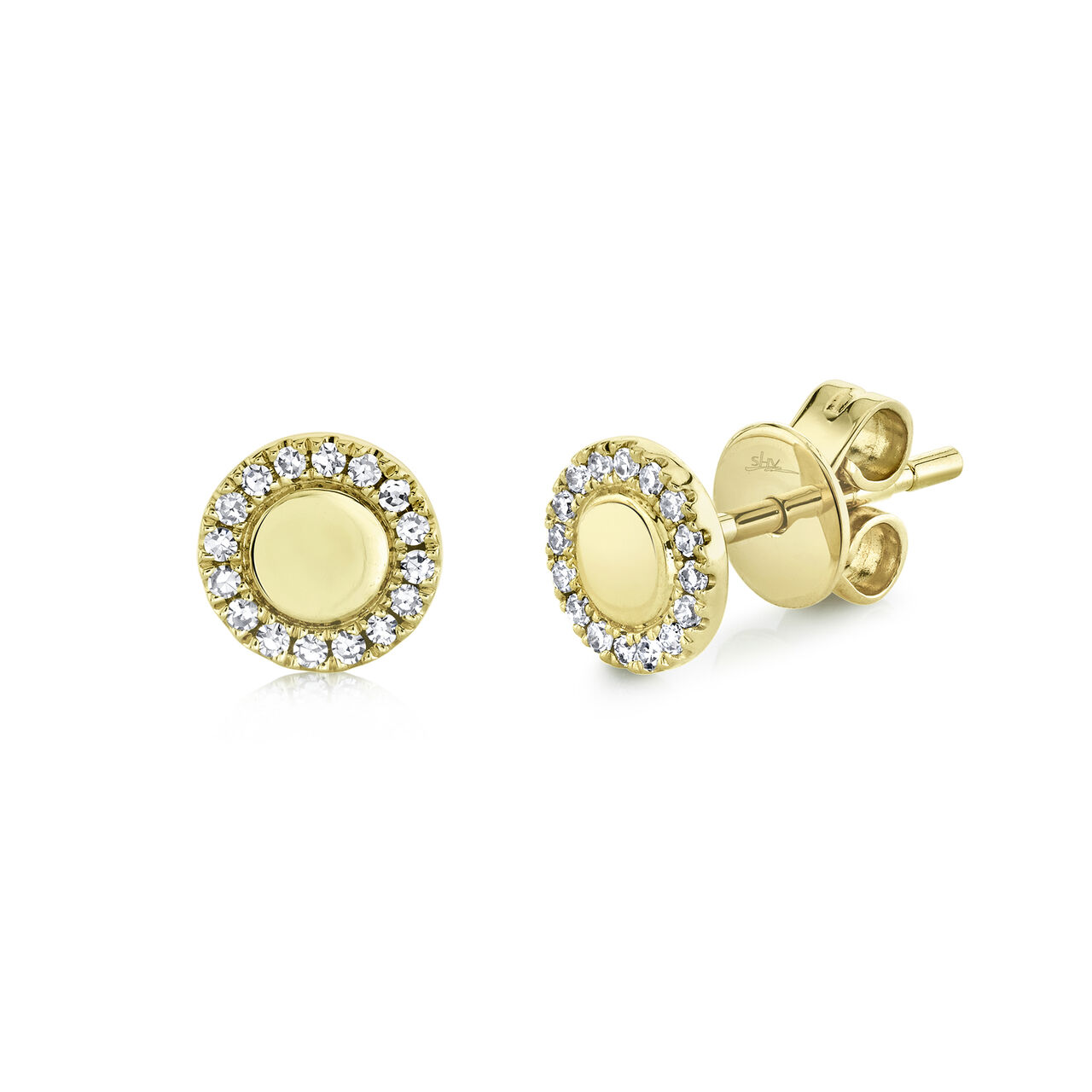 Yellow Gold Stud Earrings with Diamonds image number 0