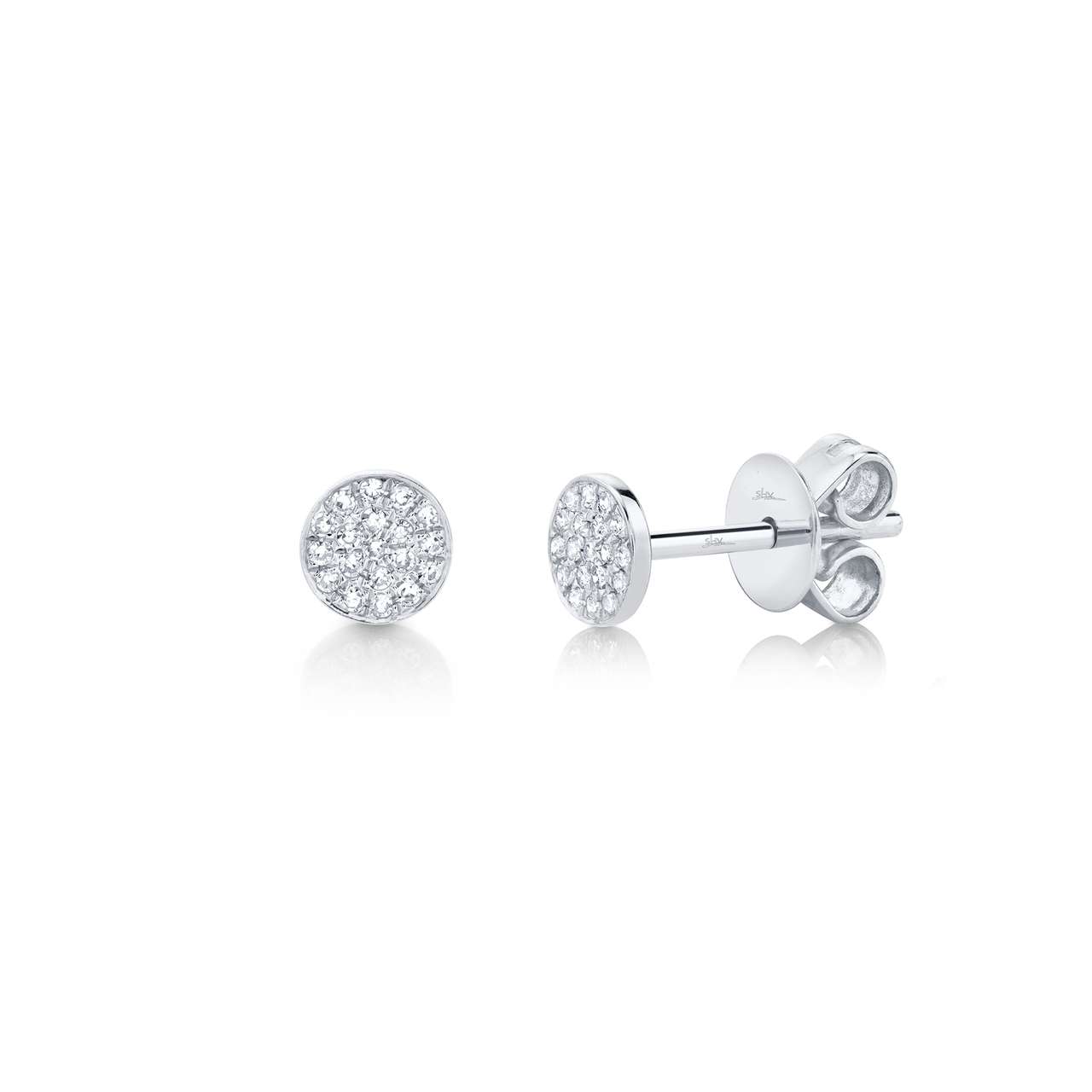 White Gold Stud Earrings with Diamond Pave image number 0