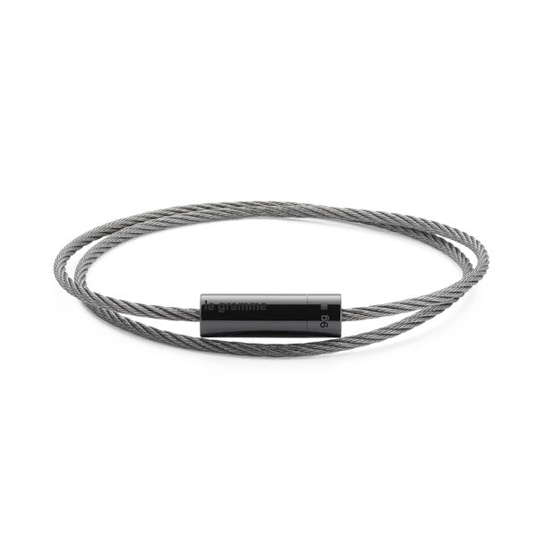Bracelet câble double tour en céramique noire polie 9g