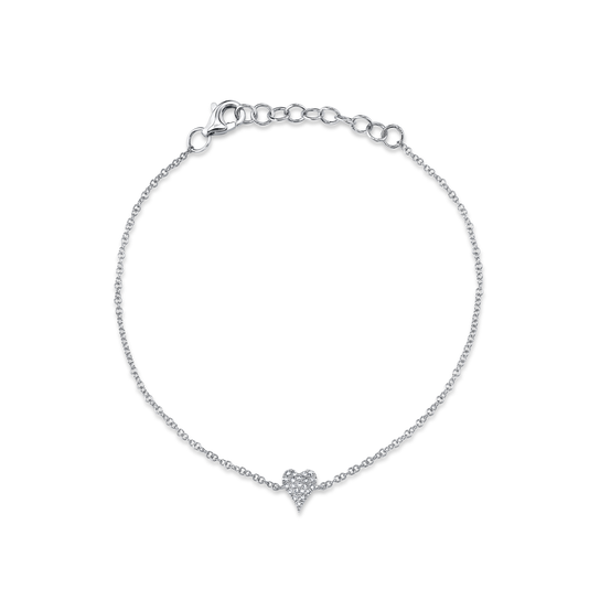 White Gold Bracelet with Diamond Pave Heart image number 0