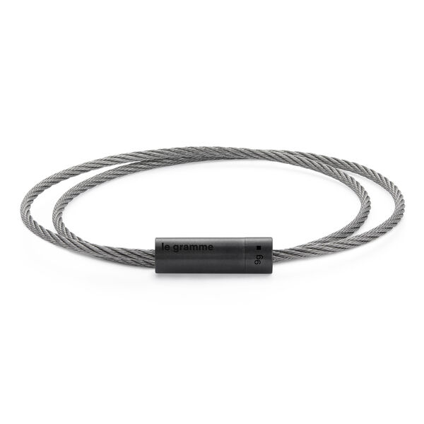 Bracelet câble double tour en céramique noire brossée 9g