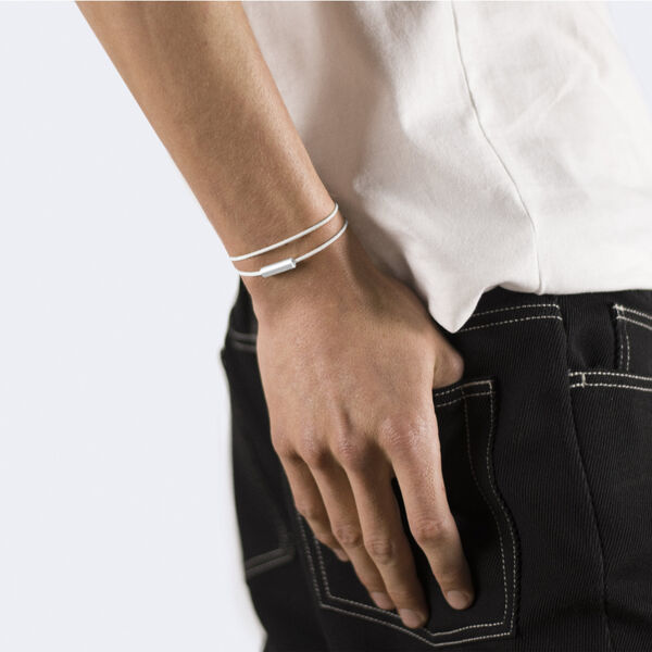 Bracelet câble double tour en argent brossé 9g