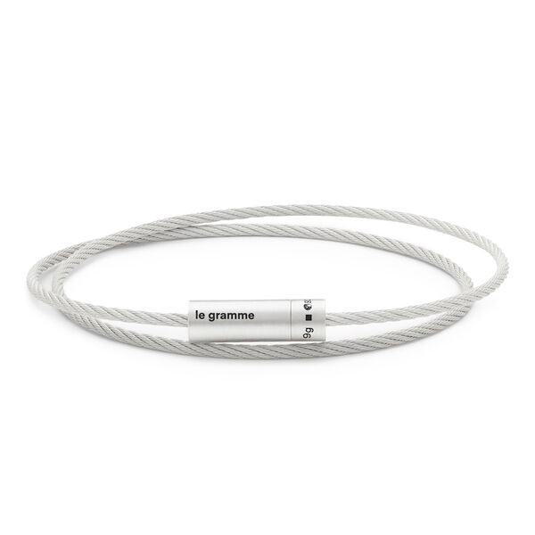 Bracelet câble double tour en argent brossé 9g