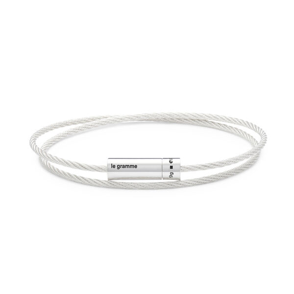 Bracelet câble double tour en argent poli 9g