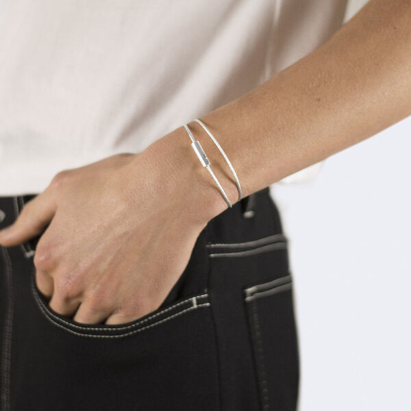 Bracelet câble double tour en argent poli 9g