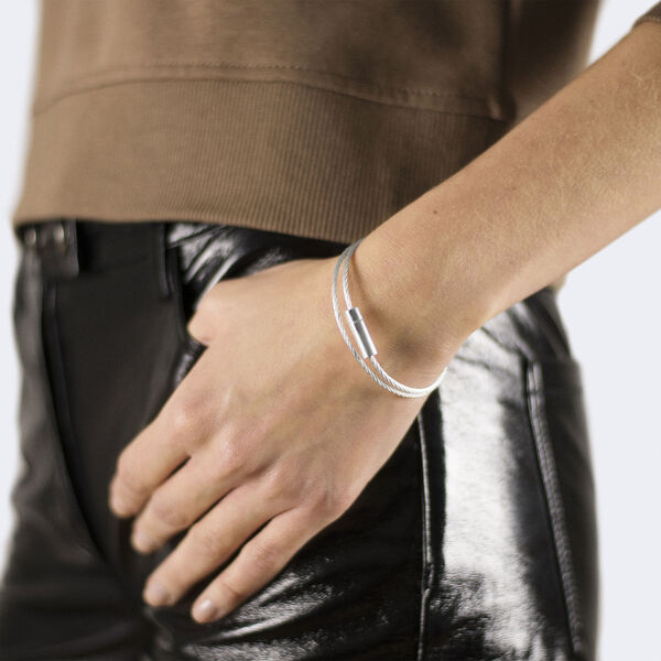 Bracelet câble double tour en argent poli 9g