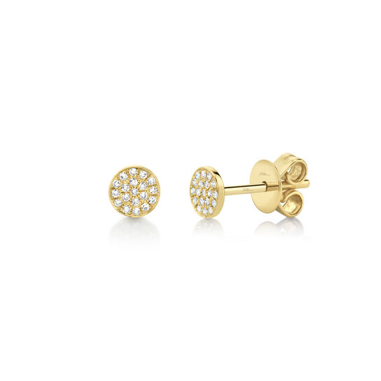 Yellow Gold Stud Earrings with Diamond Pave image number 0
