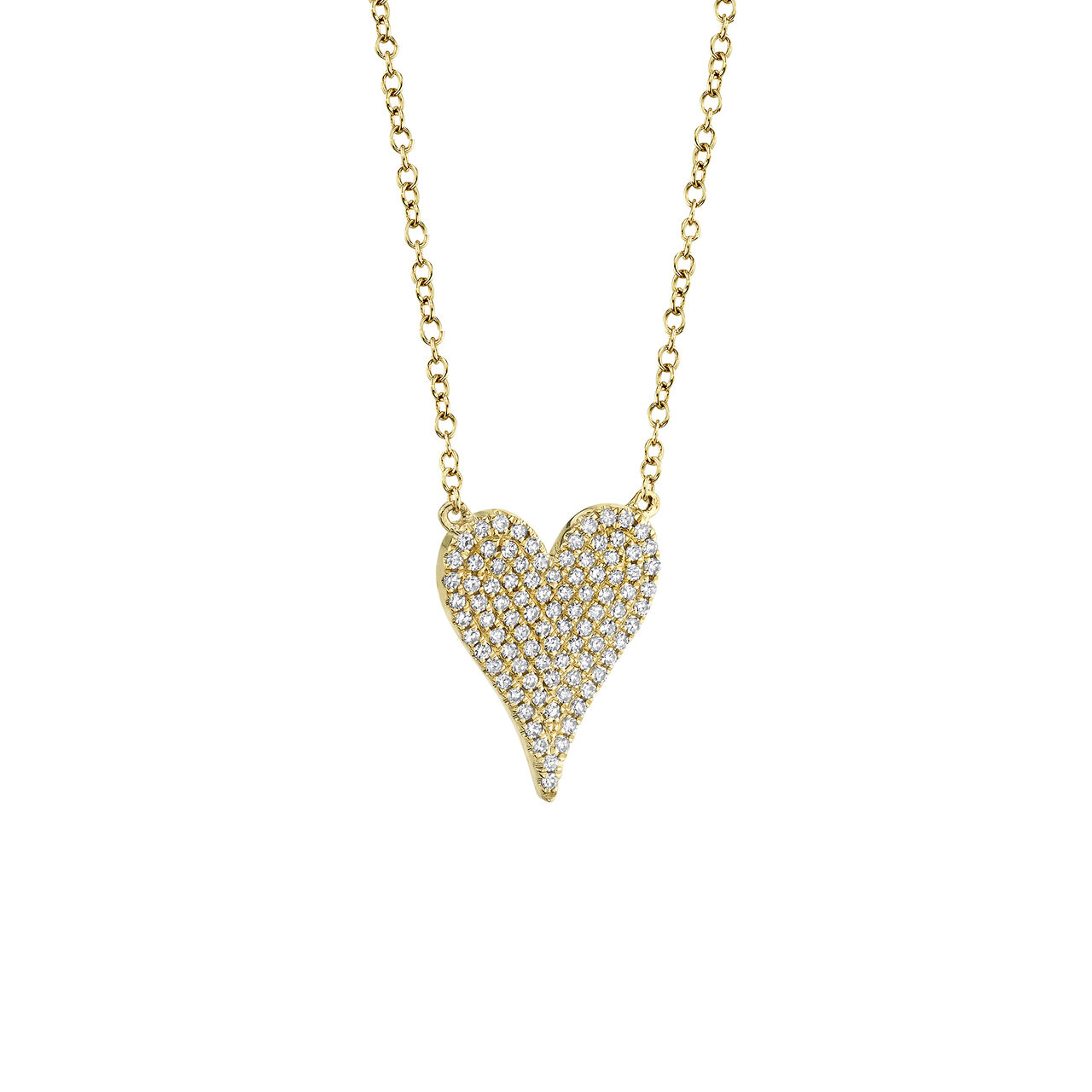 Yellow Gold Heart Pendant with Diamond Pave image number 3