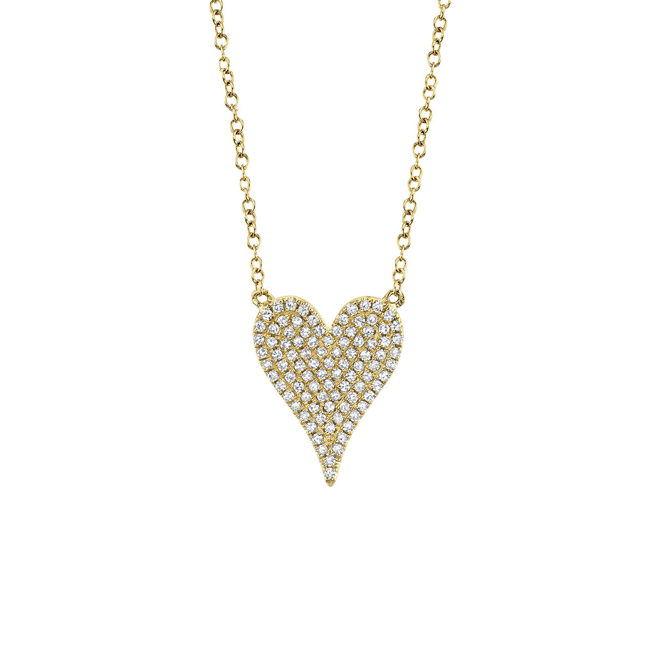Yellow Gold Heart Pendant with Diamond Pave image number 0