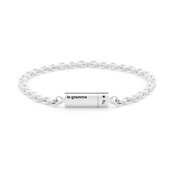 Bracelet câble sur chaîne en argent poli 11g