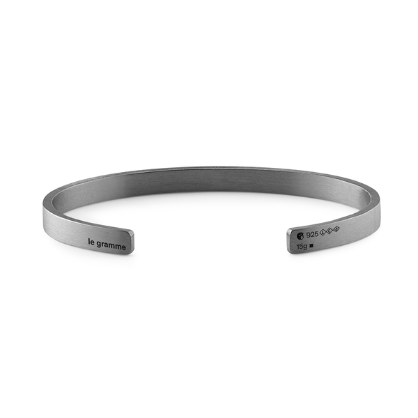 Bracelet ruban en argent noir brossé 15g