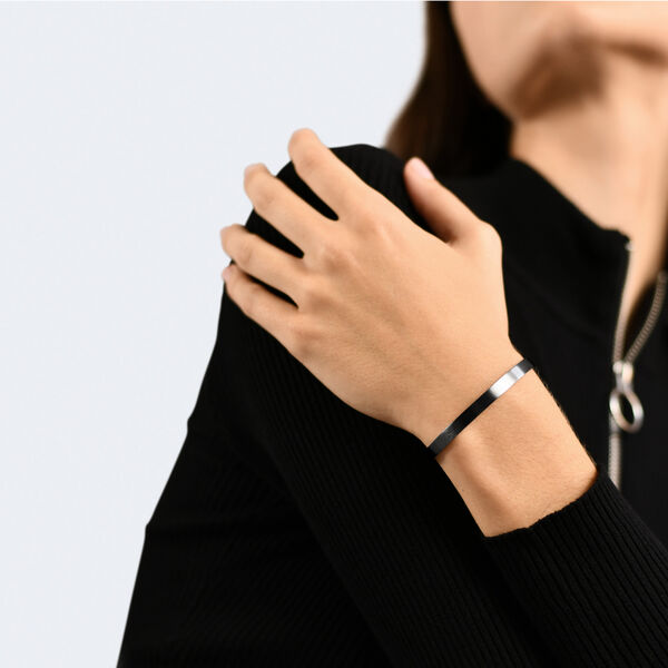 Bracelet ruban en argent noir brossé 15g
