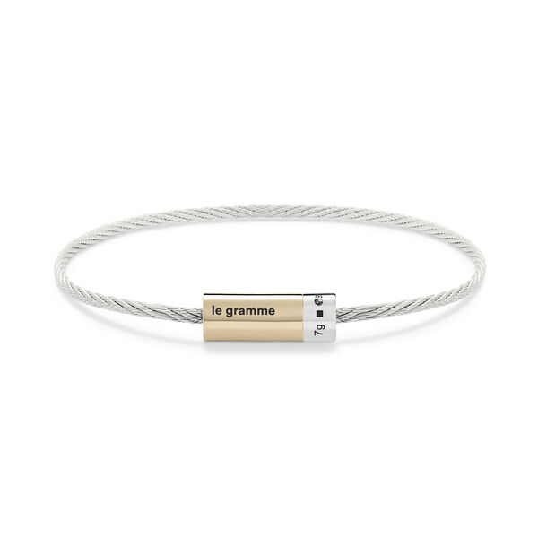 Bracelet câble en argent et or jaune poli 7g