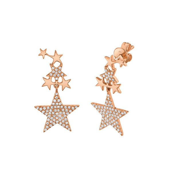Boucles d'oreilles pendentives Kate en or rose avec diamants