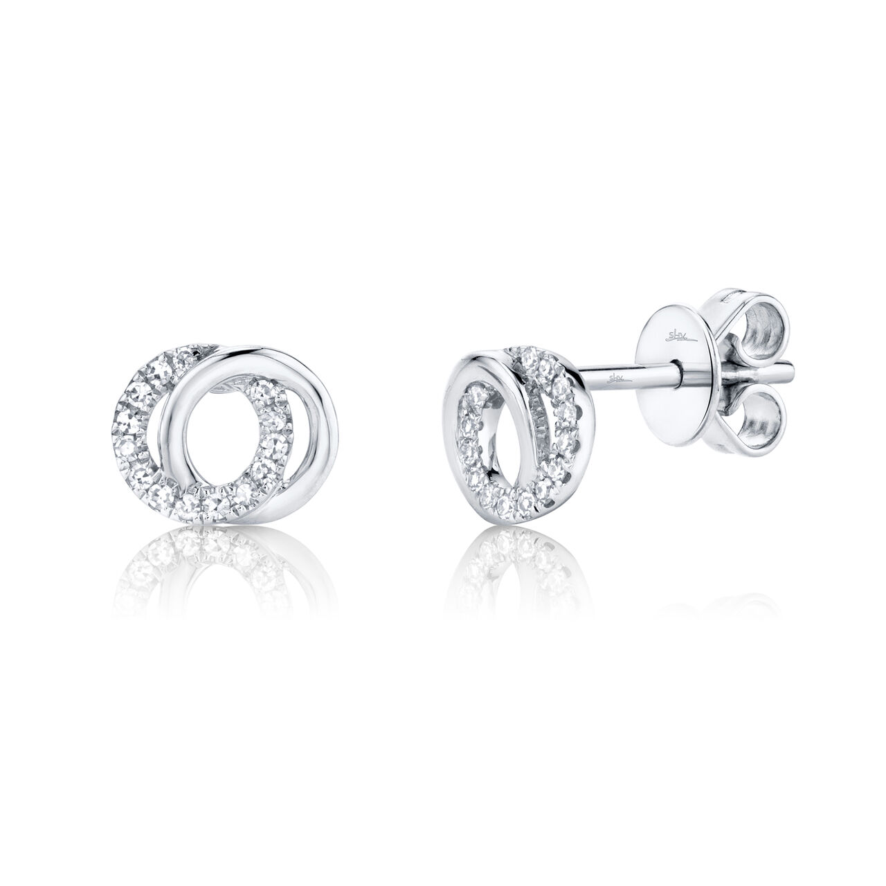 White Gold  Stud Earrings with Diamond Pave image number 0