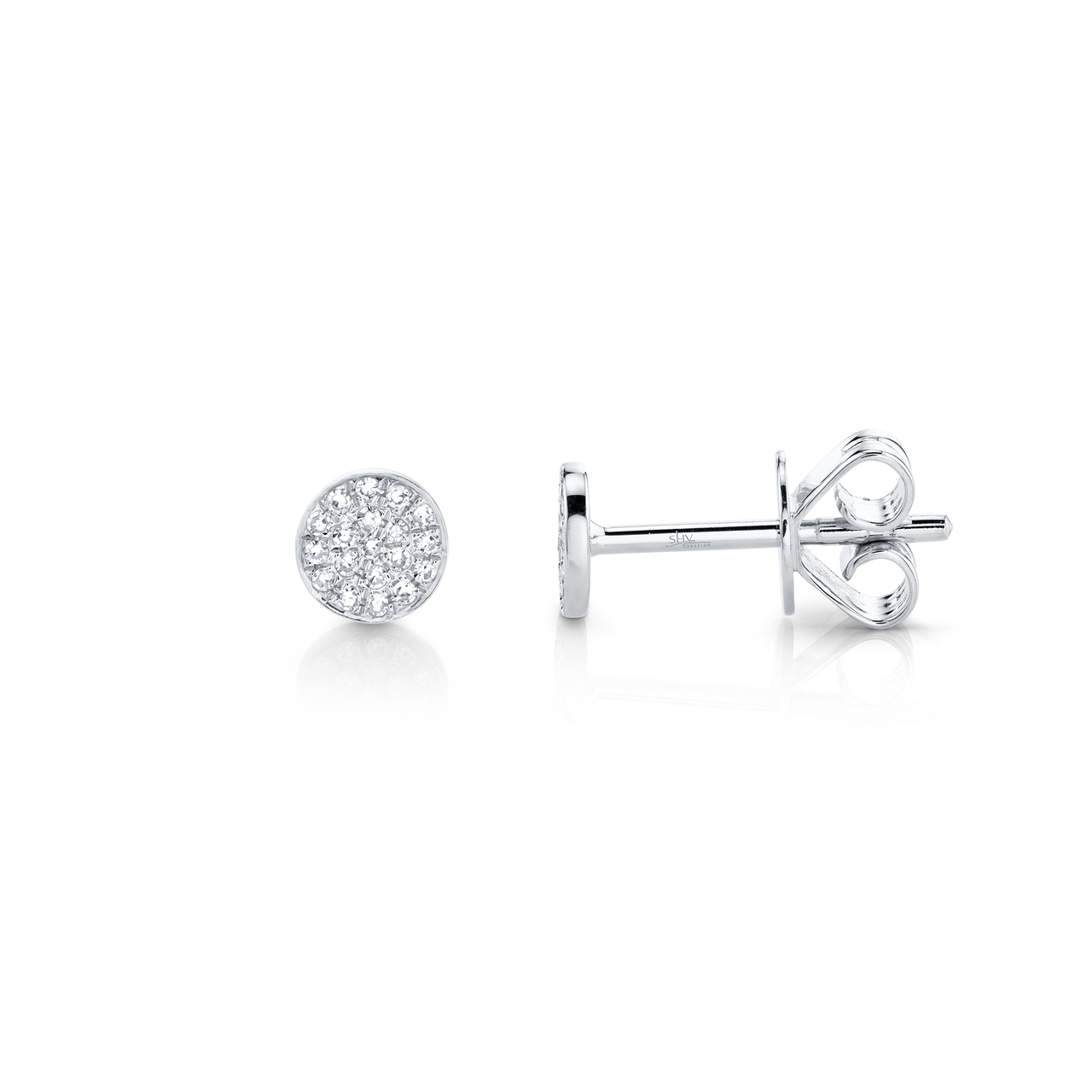 White Gold Stud Earrings with Diamond Pave image number 1