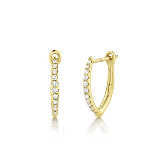Yellow Gold Hoop Earrings with Diamonds image number 0
