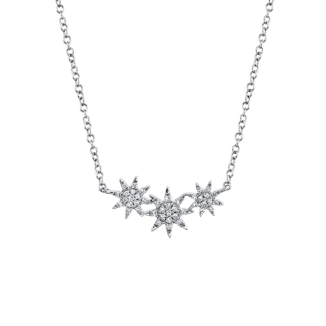 White Gold Triple Star Pendant with Diamond Pave image number 0