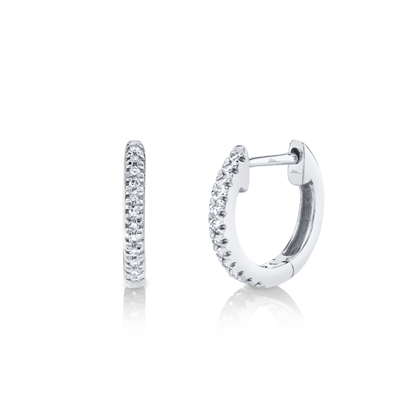 Boucles d'oreilles mini anneaux Kate en or blanc avec diamants