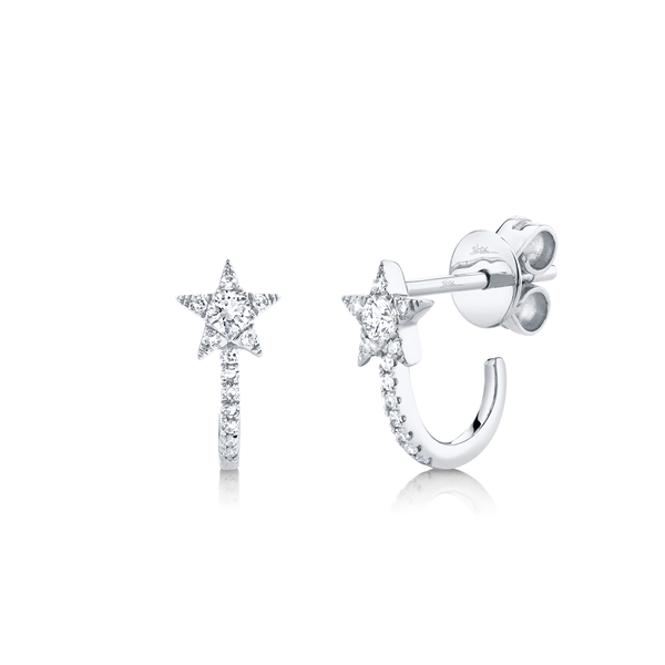 Boucles d'oreilles anneaux  Kate en or blanc avec diamants