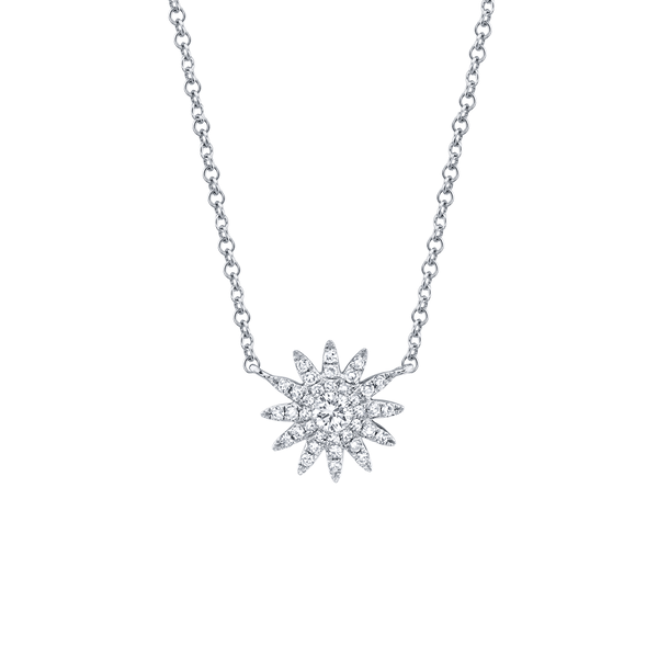 Pendentif étoile Kate en or blanc avec pavé de diamant