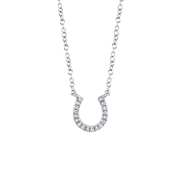 Pendentif fer à cheval Kate en or blanc avec pavé de diamant