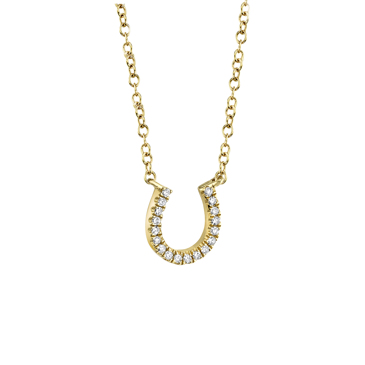 Yellow Gold Horseshoe Pendant with Diamond Pave image number 2