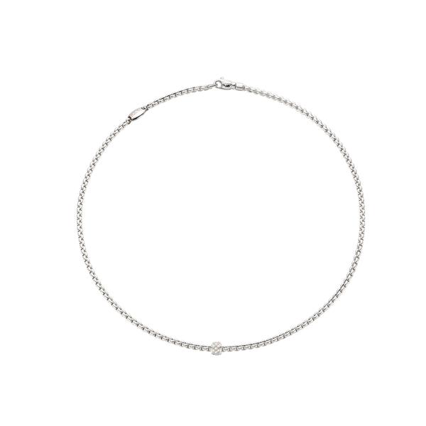 Collier Eka en or blanc avec pav&eacute; de diamants, tr&egrave;s petit mod&egrave;le