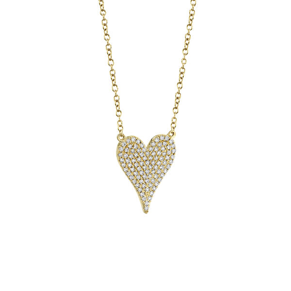 Pendentif coeur Kate en or jaune avec pav&eacute; de diamant