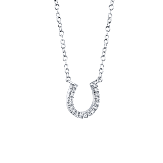 White Gold Horseshoe Pendant with Diamond Pave image number 1