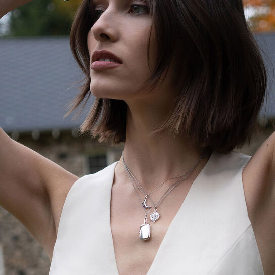 Monica Rich Kosann Silver Bee Pendant White Sapphires CH-41319 Model image number 1