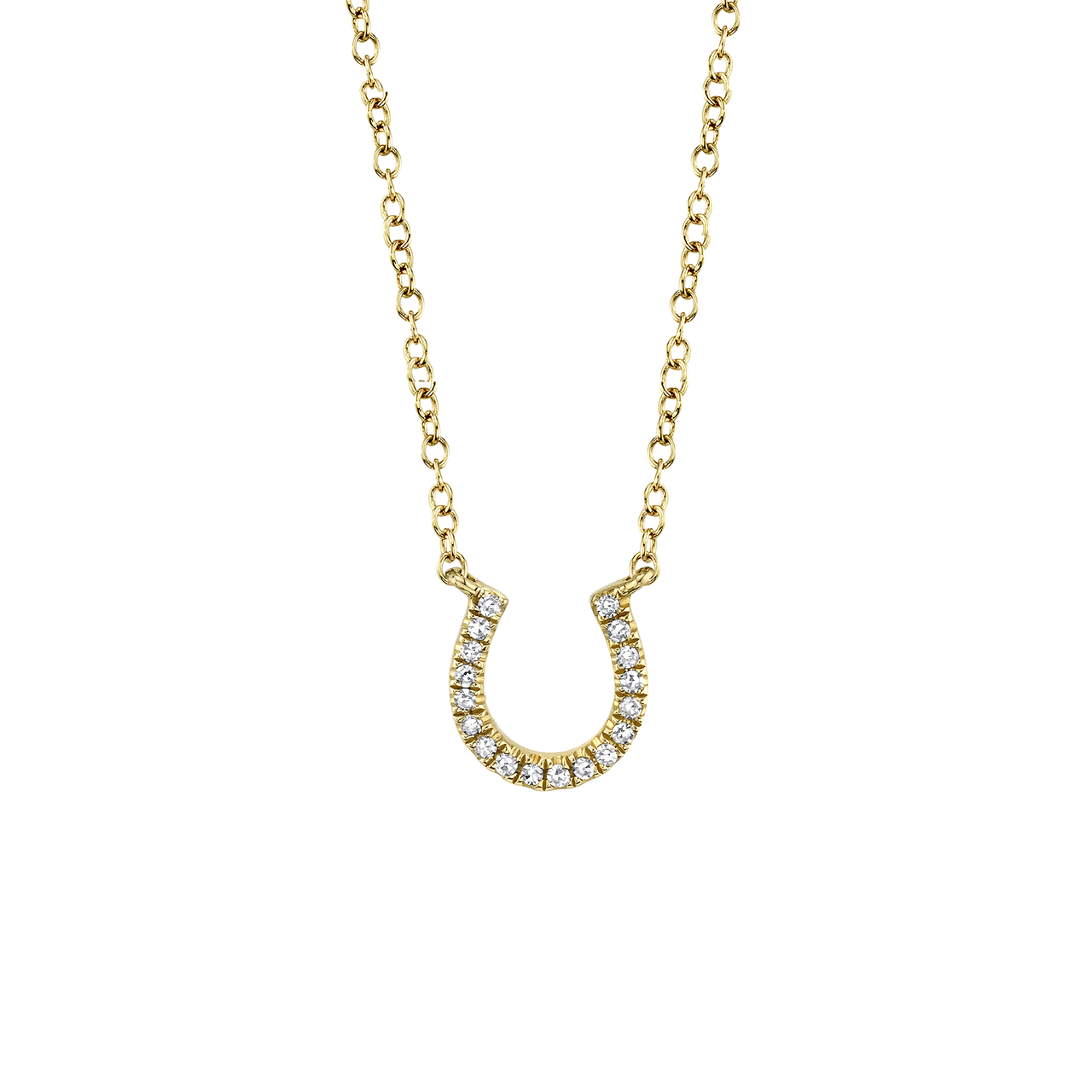 Yellow Gold Horseshoe Pendant with Diamond Pave image number 0