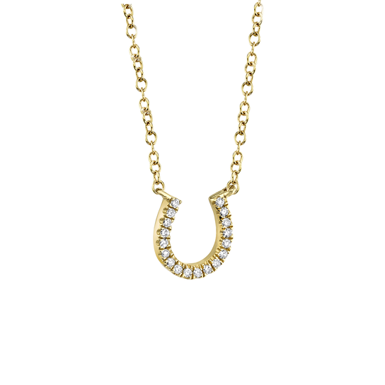 Yellow Gold Horseshoe Pendant with Diamond Pave image number 2