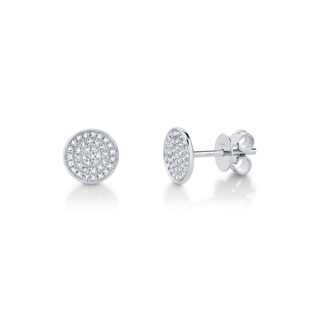 White Gold Stud Earrings with Diamond Pave image number 0
